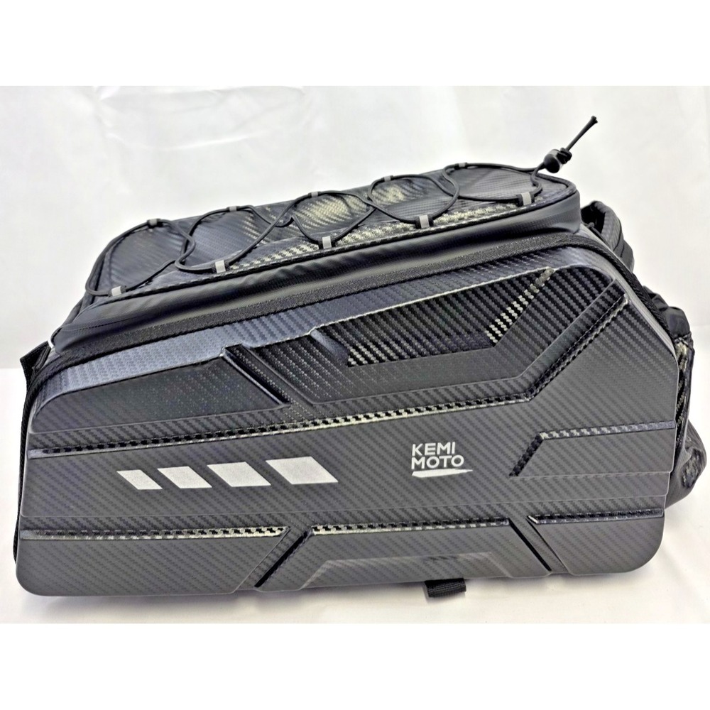 Kemimoto 15L Hard Shell Rear Rack Bag Carbon Fiber w/Rain Cover 19x11x8
